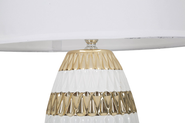 Veioza Glam Mix, Ceramica/Fier, Alb/Auriu, 50x33x33 cm [3]