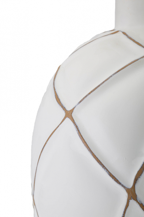 Veioza Lines, Rasina/Fier/Fibre sintetice, Alb/Maro, 60x35x35 cm [4]