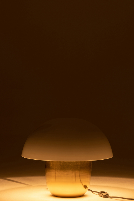 Veioza Mushroom, Metal/Fier, Alb/Auriu, 40x40x40 cm [4]