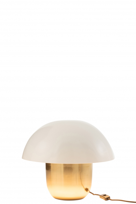 Veioza Mushroom, Metal/Fier, Alb/Auriu, 40x40x40 cm [3]