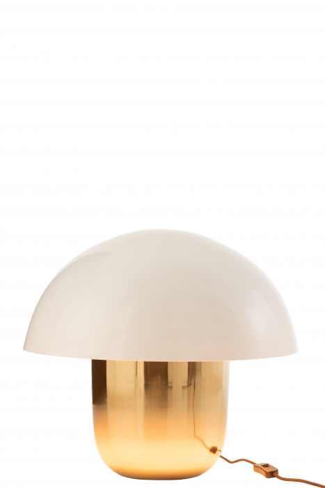 Veioza Mushroom, Metal/Fier, Alb/Auriu, 50x50x45 cm [2]