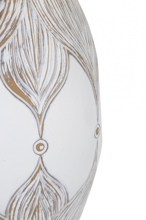 Veioza Oval Atene, Rasina/Fier/Fibre sintetice, Alb/Maro, 67x38x38 cm [3]