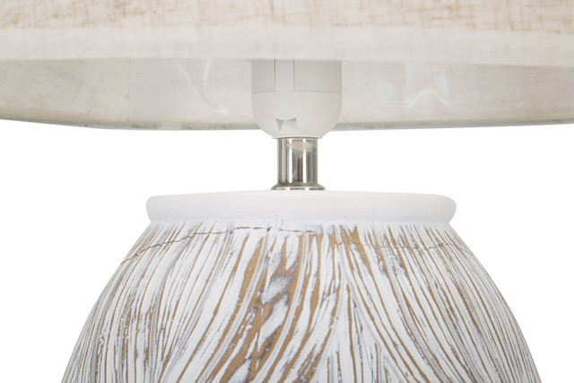 Veioza Oval Atene, Rasina/Fier/Fibre sintetice, Alb/Maro, 67x38x38 cm [4]