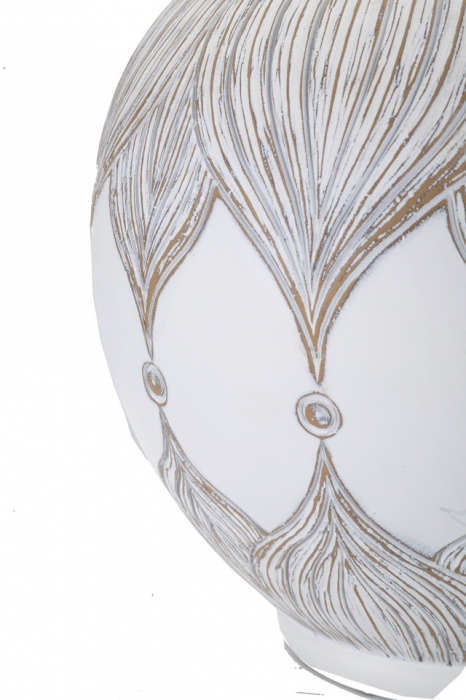 Veioza  Round Atene, Rasina/Fier/Fibre sintetice, Alb/Maro, 59x38x38 cm [4]