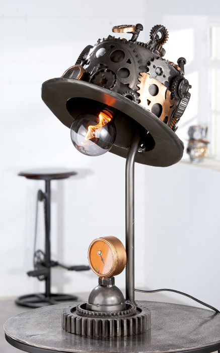 Veioza Steampunk Hat, Metal, Argintiu, 33x63x27 cm GILDE imagine noua 2022