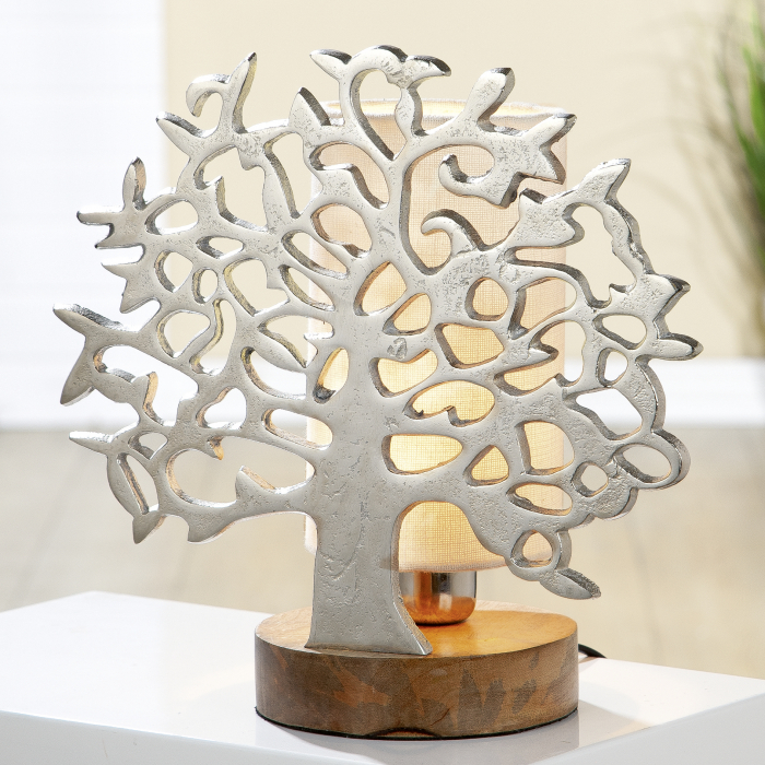 Veioza TREE of LIFE, aluminiu/lemn, 31x18 cm [1]