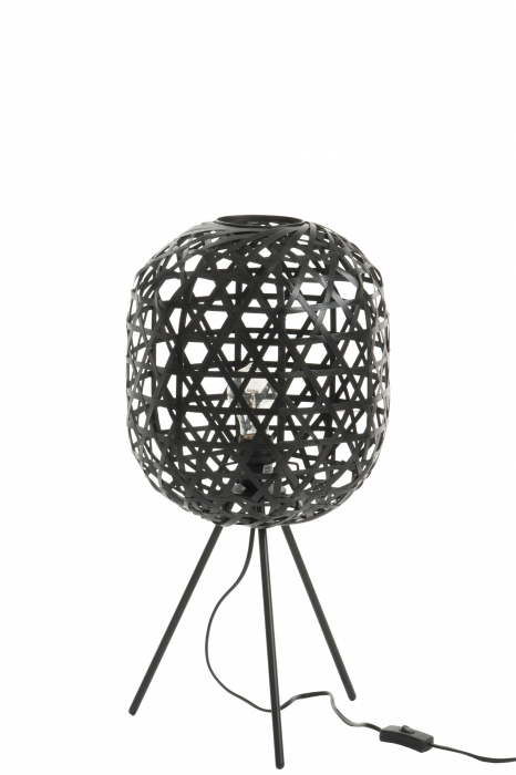 Veioza Tripod, Rattan/Bambus, Negru, 29x29x59.5 cm [3]