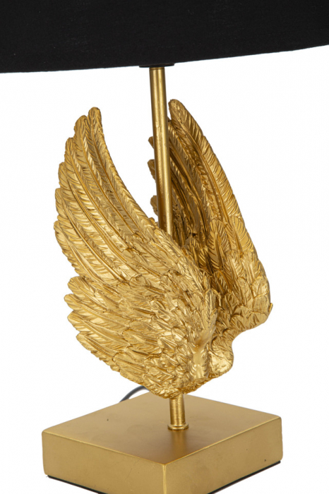Veioza Wings, Fier/Rasina/Fibre sintetice, Auriu/Negru, 45x25x25 cm [5]