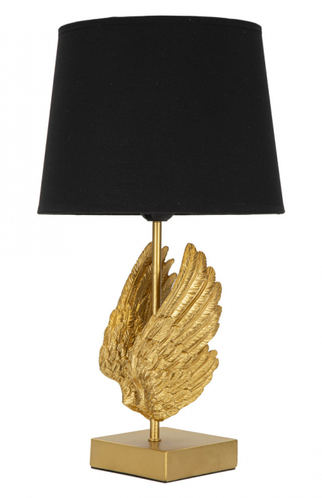 Veioza Wings, Fier/Rasina/Fibre sintetice, Auriu/Negru, 45x25x25 cm [2]