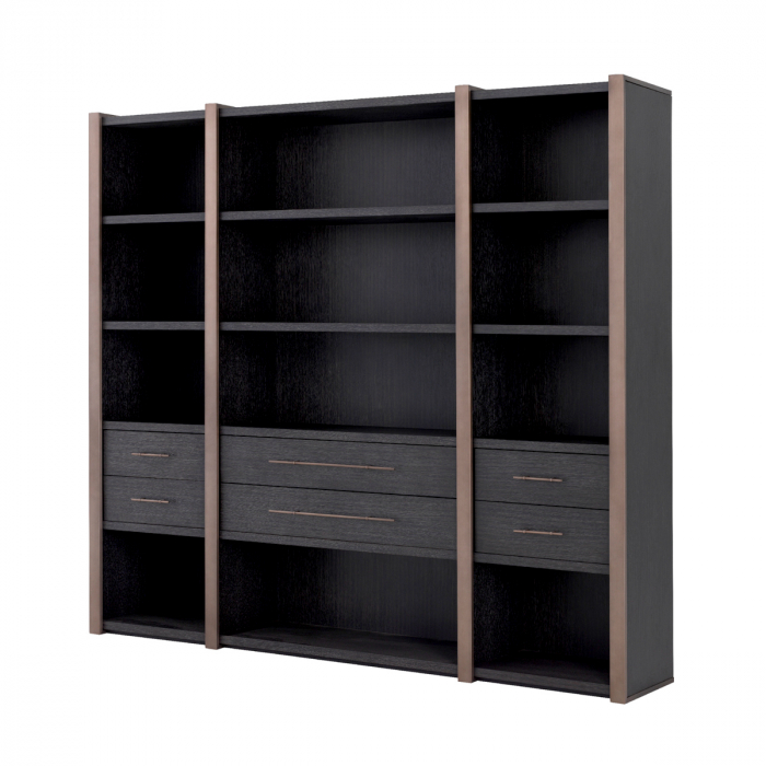 Vitrina, Canova, furnir din stejar, gri cărbune, Dims: W. 253 | D. 47 | H. 229  (CM) [1]