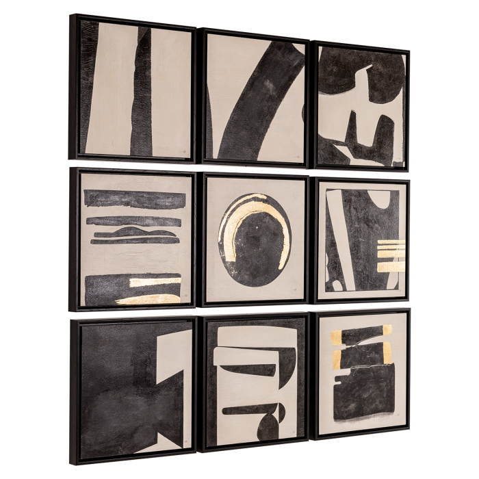 Tablou Gabri set de 9 (negru/alb), Dims: 35.0 x 35.0 x 3.5 cm [2]