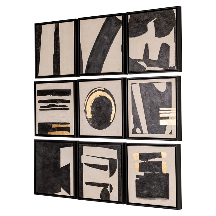 Tablou Gabri set de 9 (negru/alb), Dims: 35.0 x 35.0 x 3.5 cm [3]
