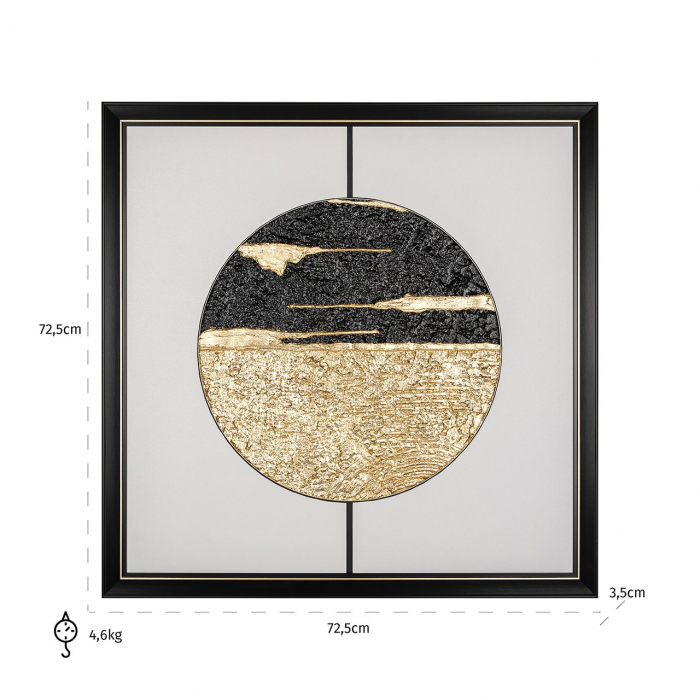 Tablou Moon, MDF, Auriu/Negru, 73x73x3 cm [3]