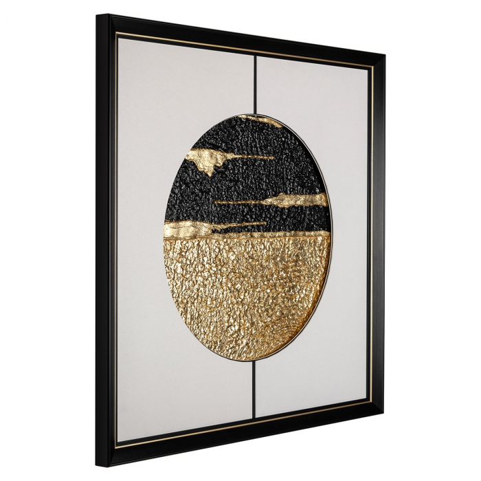 Tablou Moon, MDF, Auriu/Negru, 73x73x3 cm [2]