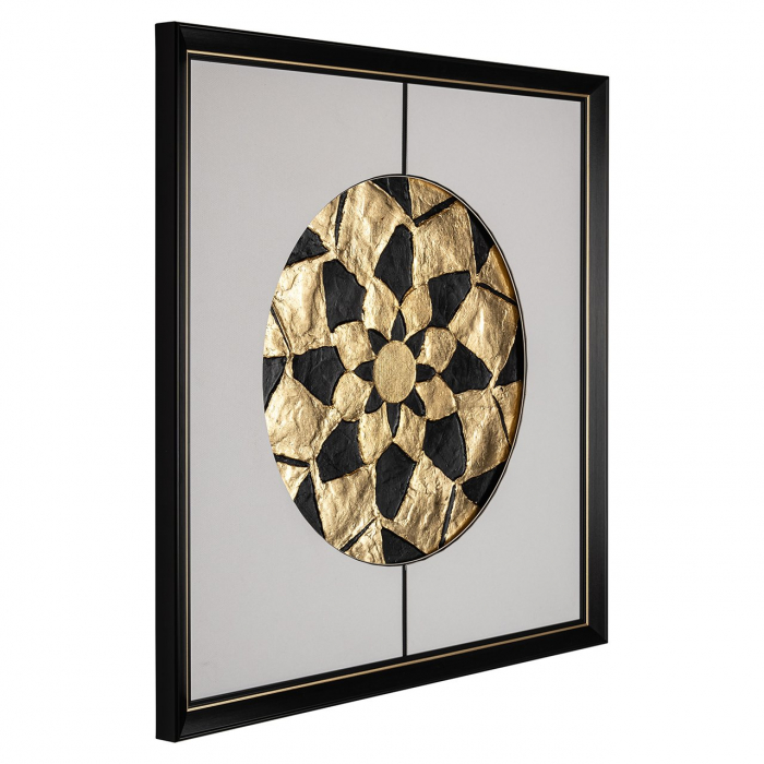 Tablou Sun, MDF, Negru/Auriu, 73x73x3 cm [2]