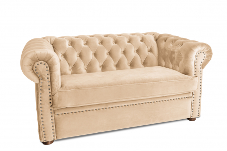 Canapea cu 2 locuri extensibila Chesterfield, bej, 150x86x80 cm [1]