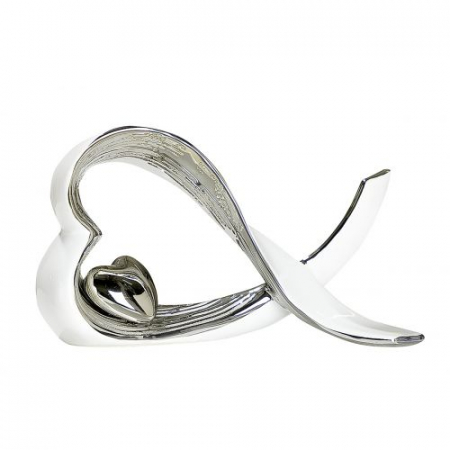 Set 2 figurine Heart, Ceramica, Argintiu/Alb, 9x25x15 cm [1]