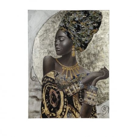 Tablou African Lady, Panza/Lemn, Multicolor, 90x3.6x120 cm [1]