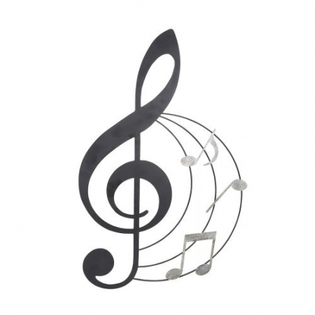 Decoratiune Musicale, Metal, Negru/Argintiu, 44.5x68 cm [1]