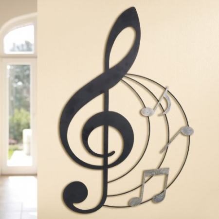 IN STOC - Decoratiune Musicale, Metal, Negru/Argintiu, 44.5x68 cm