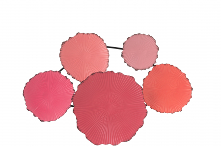 SALE % - Decoratiune de perete 5 Circles, Metal, Roz, 66x6x46 cm