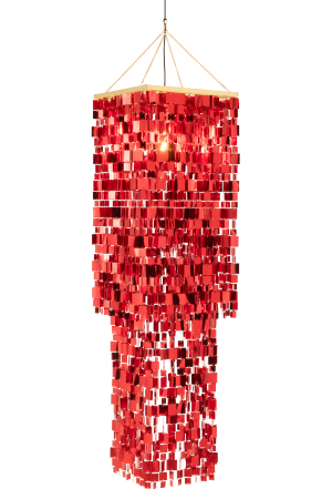 Abajur candelabru patrat pvc rosu L | L 50X l 50X H 180 cm [1]