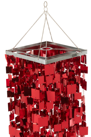 Abajur candelabru patrat pvc rosu M | L 30X l 30X H 122 cm [3]