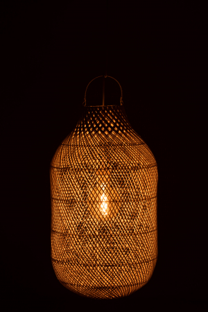 Abajur Cylinder, Rattan/Bambus, Alb, 40x40x75 cm [2]