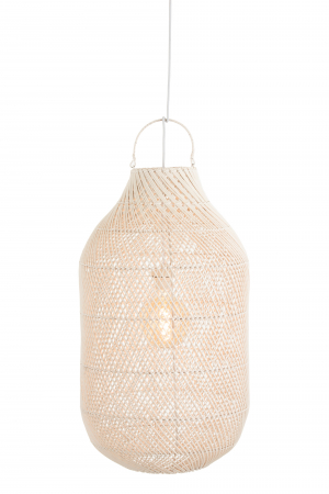 Abajur Cylinder, Rattan/Bambus, Alb, 40x40x75 cm [1]