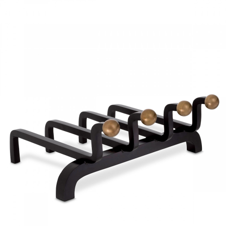 TERASA SI GRADINA - Accesorii semineu, Andiron (Suport lemne) Brinon, finisaj alamă de epocă , Dims: W. 35.5 | D. 40 | H. 19  (CM)