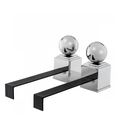 Accesorii semineu, Andiron (Suport lemne) (Suport lemne) Viviers, Set de 2, finisaj nichel , Dims: W. 12.5 | D. 52 | H. 27  (CM) [1]