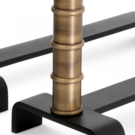 Accesorii semineu, Andiron (Suport lemne) Vauxbons set de 2, finisaj din alamă cu aspect vintage, Dims: W. 17 | D. 45 | H. 30  (CM) [2]