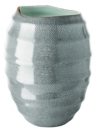 AJUNA, Vază de portelan, gri cu margine aurie, h.32, d.23 cm [2]