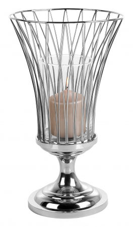 SALE % - ALLEGRA, Suport lumânare cu picior, sticlă, nichel, h.43, d.25 cm