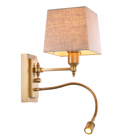 Aplică de perete, Ellington, finisaj din alamă cu aspect vintage, abajur inclus [3]
