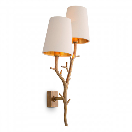 SALE % - Aplică de perete, Syracuse, finisaj din alamă cu aspect vintage, inclusiv nuante, Dims: W. 28 | D. 17 | H. 60  (CM)