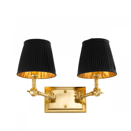 ILUMINAT - Aplică de perete, Wentworth Double finisaj auriu, abajur negru inclus, Dims: W. 33 | D. 25 | H. 25  (CM)