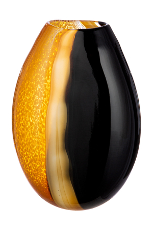 SALE % - Arta in sticla, Vaza, bulboasa, "Umbras", Sticla, maro, portocaliu, PU 1, L. 12 cm, L. 22 cm, H 32 cm