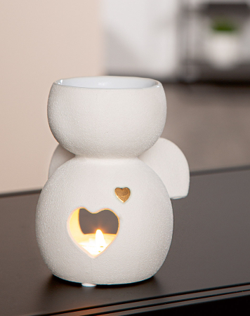 Suporturi lumanari - Arzator de aroma, Ingeri, „Inima”, Ceramica, alb, PU 6, L. 10 cm, l. 10 cm, H. 13 cm
