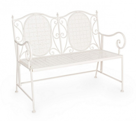 SALE % - Banca 2 locuri Emily, Metal, Alb, 115x60x92 cm