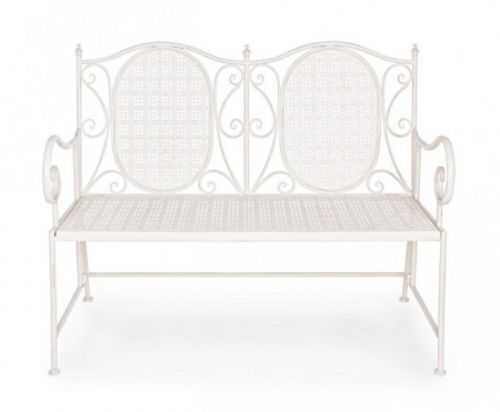 Banca 2 locuri Emily, Metal, Alb, 115x60x92 cm [2]
