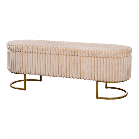 Banchete - Bancă, Brooklyn, Pânză, bej, PU 1, L. 42,5 cm, L. 128 cm, H. 46,5 cm