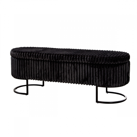 Banchete - Bancă, Brooklyn, Pânză, negru, PU 1, L. 42,5 cm, L. 128 cm, H. 46,5 cm