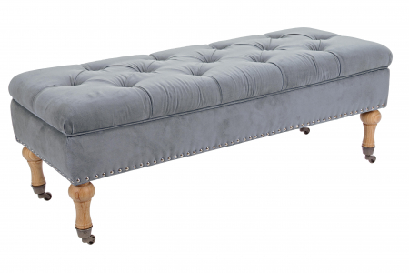 Toate produsele - Bancheta Arlette cu spatiu de depozitare, Lemn/Poliester, Gri, 110x44x40 cm