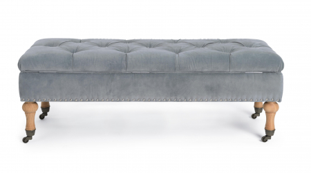 Bancheta Arlette cu spatiu de depozitare, Lemn/Poliester, Gri, 110x44x40 cm [4]