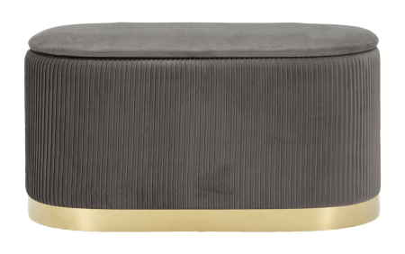 Bancheta cu spatiu depozitare si puf, gri, set de 3, 80x37x42-29x35 cm [8]