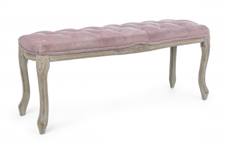 Banchete - Bancheta Mathilde, Lemn/Poliester, Roz/Maro, 110x36x47 cm