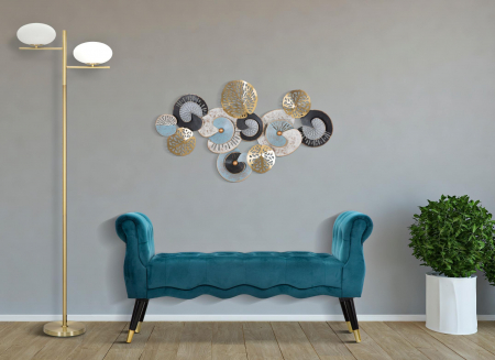 Banchete - Bancheta Paris, Lemn/Metal/Poliester, Verde/Auriu/Negru, 60x120x40 cm