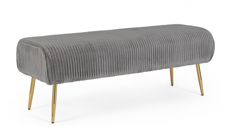 Banchete - Bancheta Selena, MDF/Poliester, Gri/Auriu, 129x45.5x48 cm