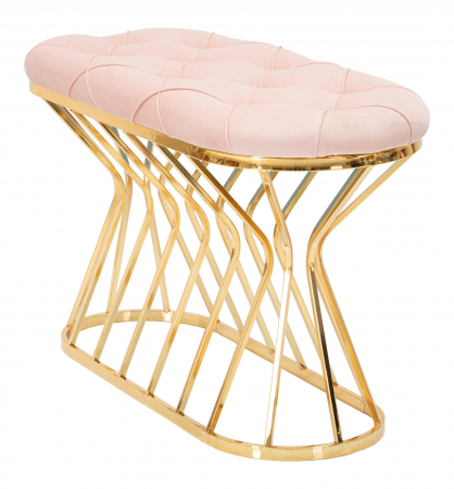 Bancheta Zig , Fier/Stofa, Auriu/Roz, 91x52x38 cm [5]